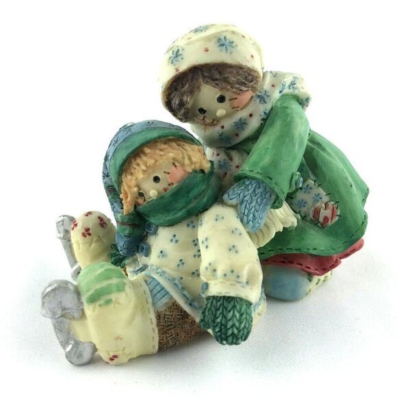 Vtg 1995 Enesco Mary Rhyner Cute as Button Girl Helping Boy Ice Skater Figurine - Picture 1 of 9